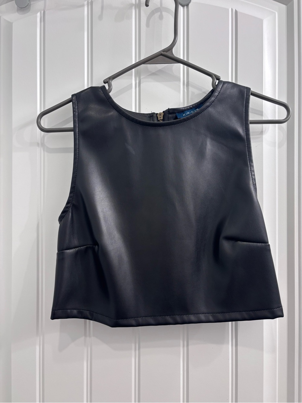 Kirious Black Faux Leather Cropped Tank